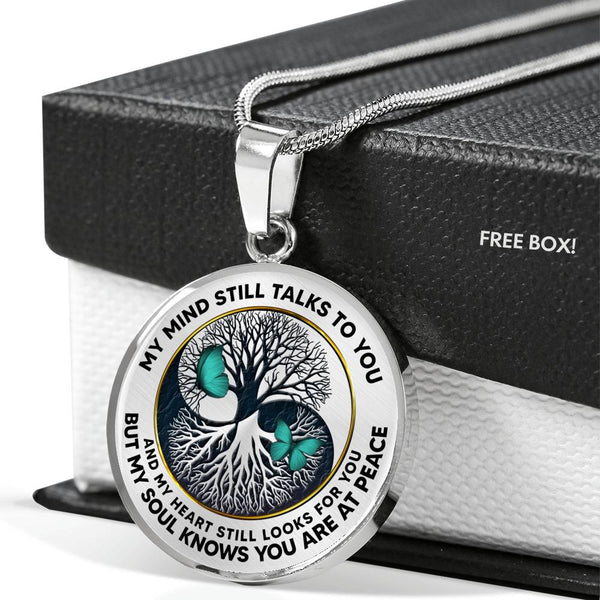JL2507019 My Mind Still Talks To You Turquoise Butterflies Yin Yang Black Tree Of Life Luxury Necklace with Back Engraving