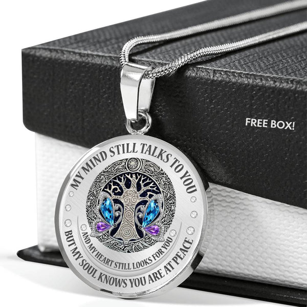 My Mind Still Talks To You Turquoise Butterflies Celtic Tree Of Life SP1909030 Luxury Necklace with Back Engraving