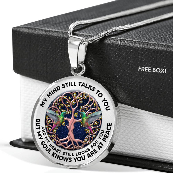 JL2407124 My Mind Still Talks To You Green Hummingbirds Rose Gold Celtic Tree Of Life And Galaxy Luxury Necklace with Back Engraving