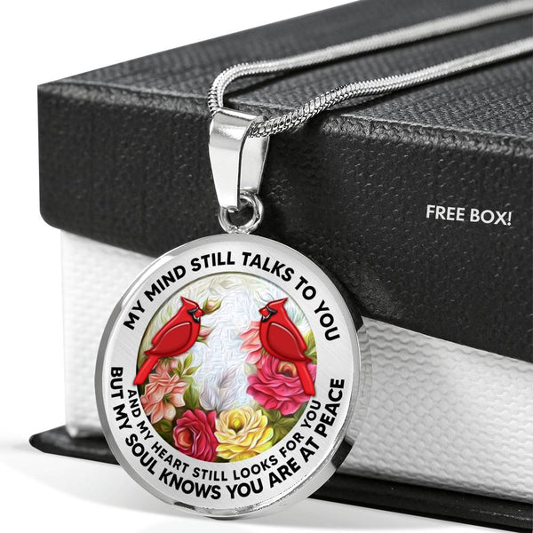 AG2208057 My Mind Still Talks To You Red Cardinals Flower  Luxury Necklace with Back Engraving