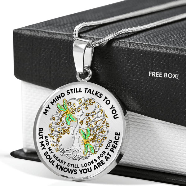 JL2407073 My Mind Still Talks To You Gold Dragonflies Silver Celtic Tree Of Life Luxury Necklace with Back Engraving