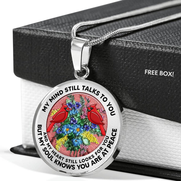 AG2908069 My Mind Still Talks To You Red Cardinals Flower Luxury Necklace with Back Engraving