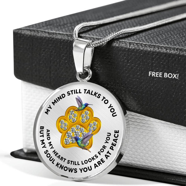 JL1507013 My Mind Still Talks To You Hummingbirds Gold One Paw Luxury Necklace with Back Engraving