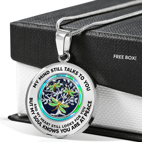 JL2307002 My Mind Golden Dragonflies Opal Circle Silver Tree Of Life And Galaxy Luxury Necklace with Back Engraving