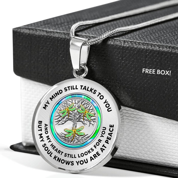 JL1407004 My Mind Still Talks To You Red Dragonfly Opal Silver Tree Of Life Luxury Necklace with Back Engraving