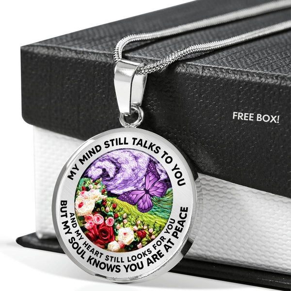 AG2508033 My Mind Still Talks To You Purple Butterflies Flower Luxury Necklace with Back Engraving