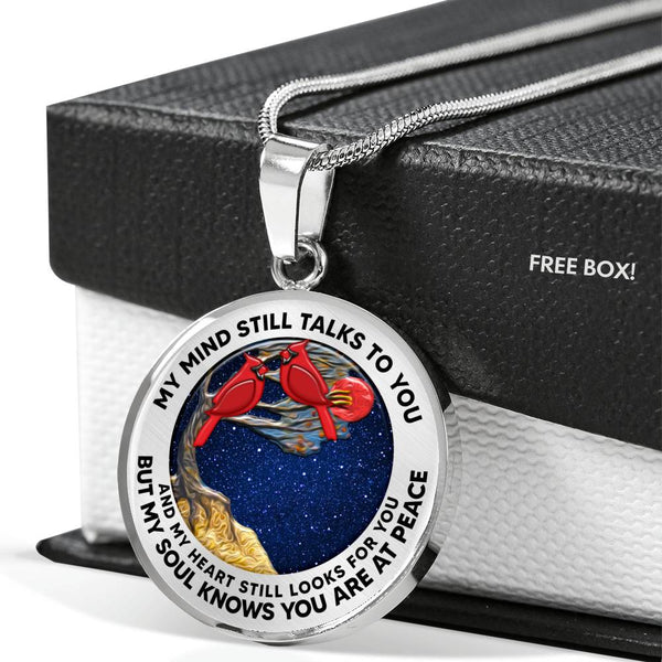 AG2108040 My Mind Still Talks To You Red Cardinals Tree Of Life  Luxury Necklace with Back Engraving