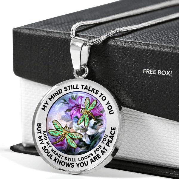 AG2908078 My Mind Still Talks To You Dragonflies Flower Luxury Necklace with Back Engraving