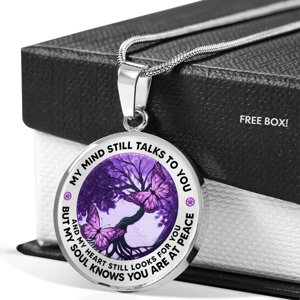 AG1508007 My Mind Still Talks To You Purple Butterflies Tree Of Life  Luxury Necklace with Back Engraving