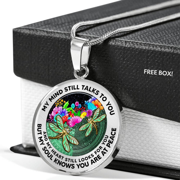 AG2408056 My Mind Still Talks To You Dragonflies Flower Luxury Necklace with Back Engraving