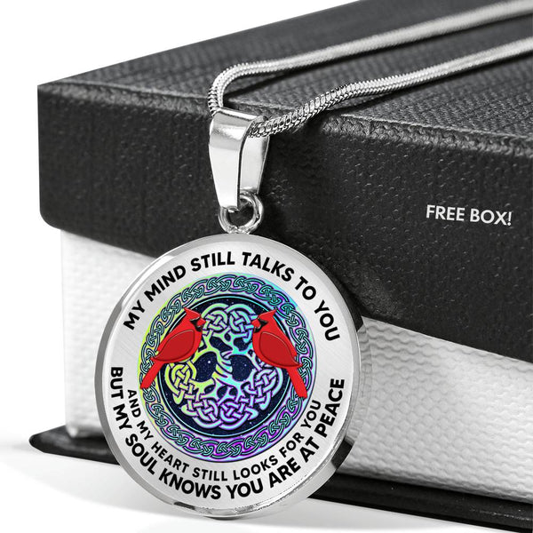 AG0408071 My Mind Still Talks To You Red Cardinals Metal Celtic Knot Tree Of Life And Galaxy Luxury Necklace with Back Engraving