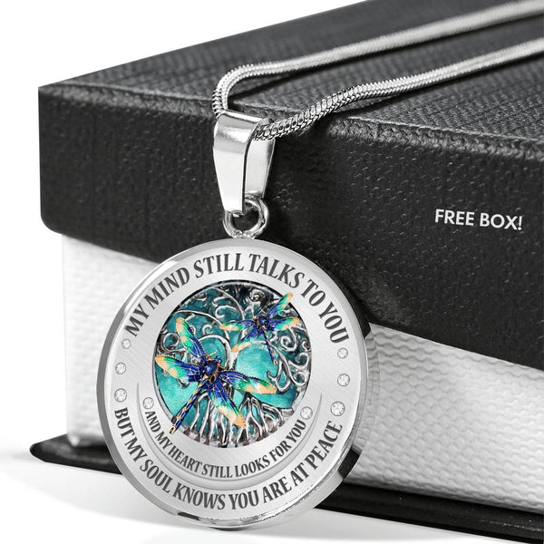 My Mind Still Talks To You Blue Dragonflies Tree Of Life SP2209017 Luxury Necklace with Back Engraving