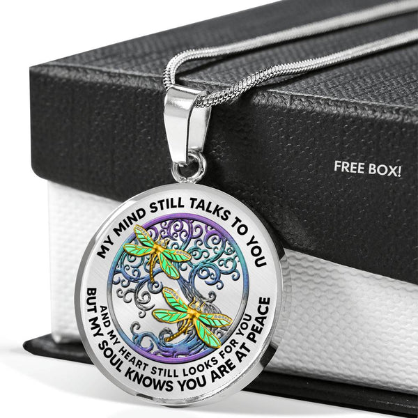 AG0408080 My Mind Still Talks To You Golden Dragonflies Metal Tree Of Life Luxury Necklace with Back Engraving