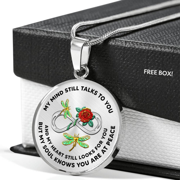 JL2107009 My Mind Still Talks To You Golden Dragonflies Rose Infinity Silver Luxury Necklace with Back Engraving