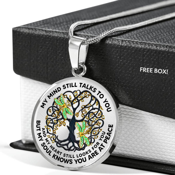 JL2407079 My Mind Still Talks To You Golden Dragonflies Black Celtic Tree Of Life Luxury Necklace with Back Engraving