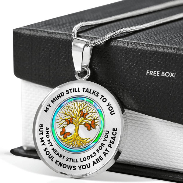 JL1407028 My Mind Still Talks To You Orange Butterflies Opal Gold Tree Of Life Luxury Necklace with Back Engraving