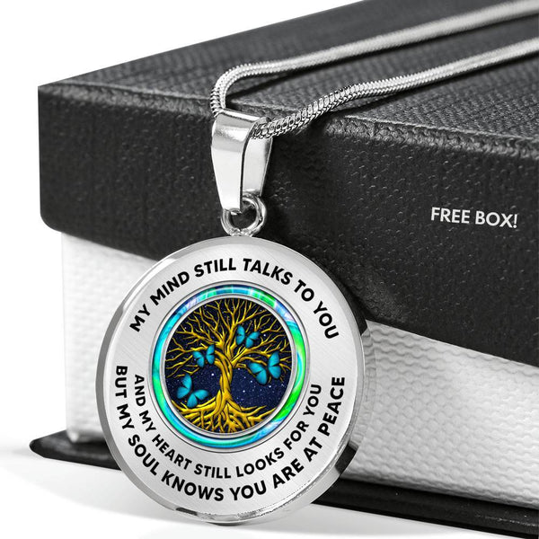 JL1407085 My Mind Still Talks To You Turquoise Butterflies Opal Gold Tree Of Life And Dark Luxury Necklace with Back Engraving