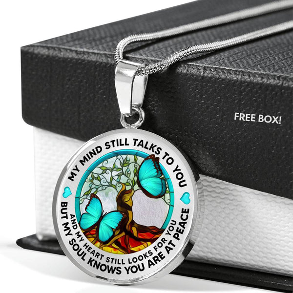 AG1308010 My Mind Still Talks To You Turquoise Butterflies Tree Of Life  Luxury Necklace with Back Engraving