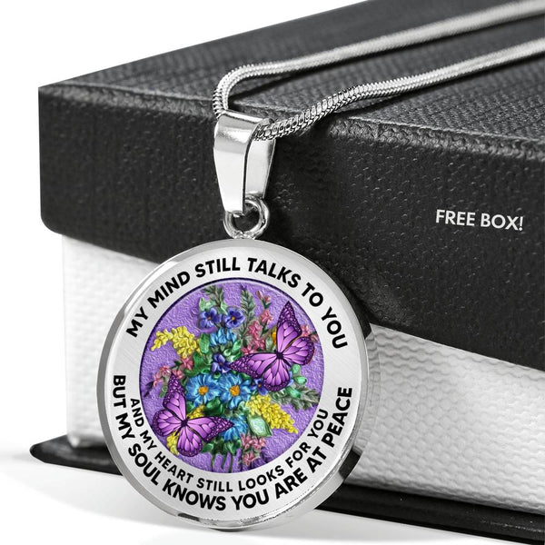 AG2908052 My Mind Still Talks To You Purple Butterflies Flower Luxury Necklace with Back Engraving