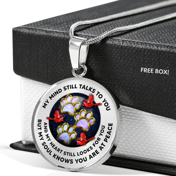 JL1707015 My Mind Still Talks To You Red Cardinals Golden Colorful Paws And Galaxy Luxury Necklace with Back Engraving