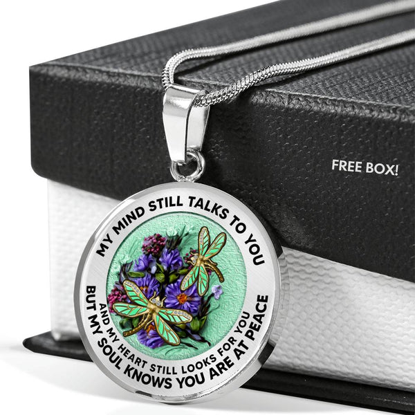 AG2908080 My Mind Still Talks To You Dragonflies Flower Luxury Necklace with Back Engraving