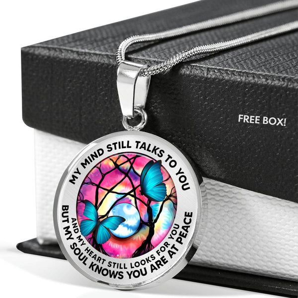 AG2108017 My Mind Still Talks To You Blue Butterflies Tie Dye Tree Of Life  Luxury Necklace with Back Engraving
