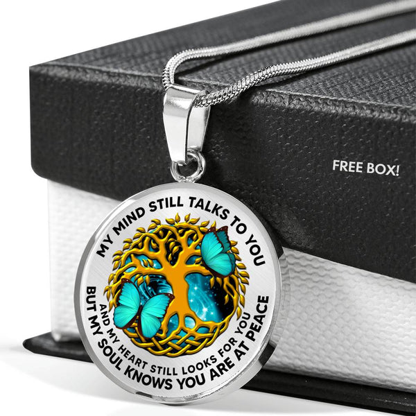AG0408060 My Mind Still Talks To You Turquoise Butterflies Gold Tree Of Life And Galxy  Luxury Necklace with Back Engraving