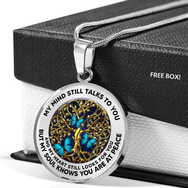 JL2407004 My Mind Still Talks To You Blue Butterflies Gold Celtic Tree Of Life And Galaxy Luxury Necklace with Back Engraving
