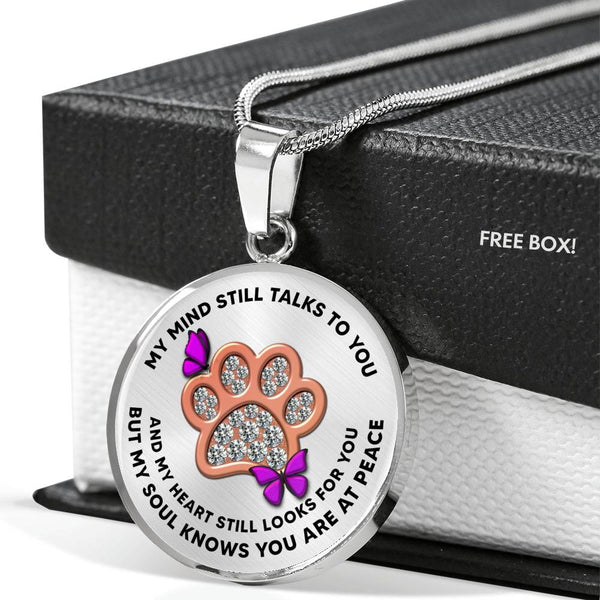 JL1507025 My Mind Purple Butterflies Rose Gold One Paw Luxury Necklace with Back Engraving