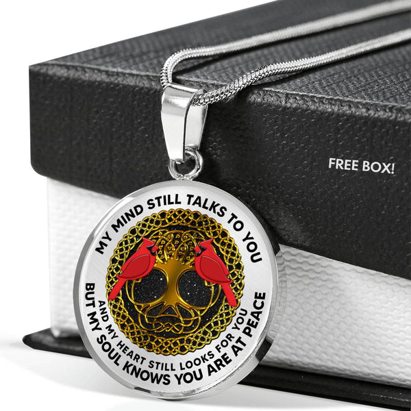 AG0408073 My Mind Still Talks To You Red Cardinals Gold Celtic Knot Tree Of Life Luxury Necklace with Back Engraving