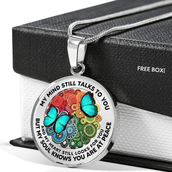 AG2408005 My Mind Still Talks To You Turquoise Butterflies Four Seasons Flower Luxury Necklace with Back Engraving