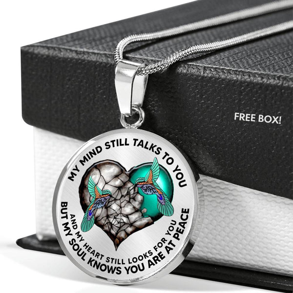 SP0109055 My Mind Still Talks To You Hummignbirds Broken Heart Luxury Necklace with Back Engraving