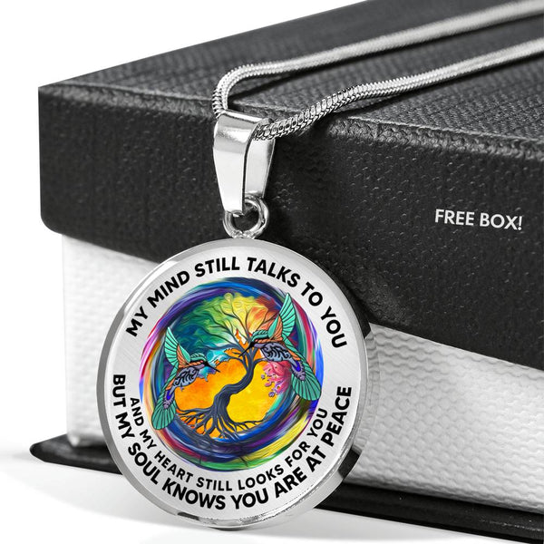 AG2008062 My Mind Still Talks To You Hummingbirds Tie DyeTree Of Life  Luxury Necklace with Back Engraving