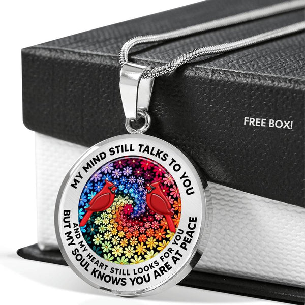 AG2408054 My Mind Still Talks To You Red Cardinals Flower Luxury Necklace with Back Engraving