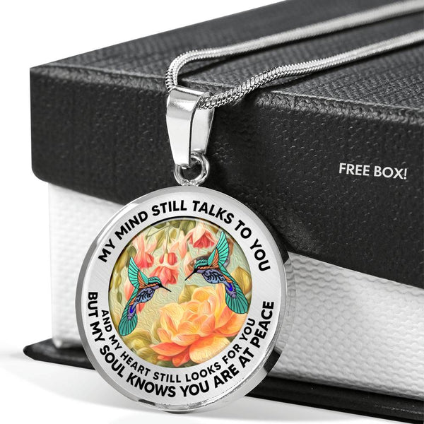 AG2908087 My Mind Still Talks To You Hummingbirds Flower Luxury Necklace with Back Engraving