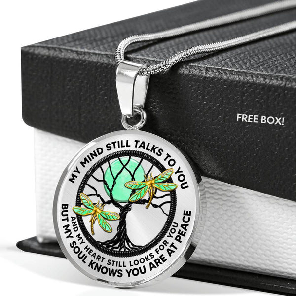 AG0608122 My Mind Still Talks To You Golden Dragonflies Black Moon Tree Of Life Luxury Necklace with Back Engraving