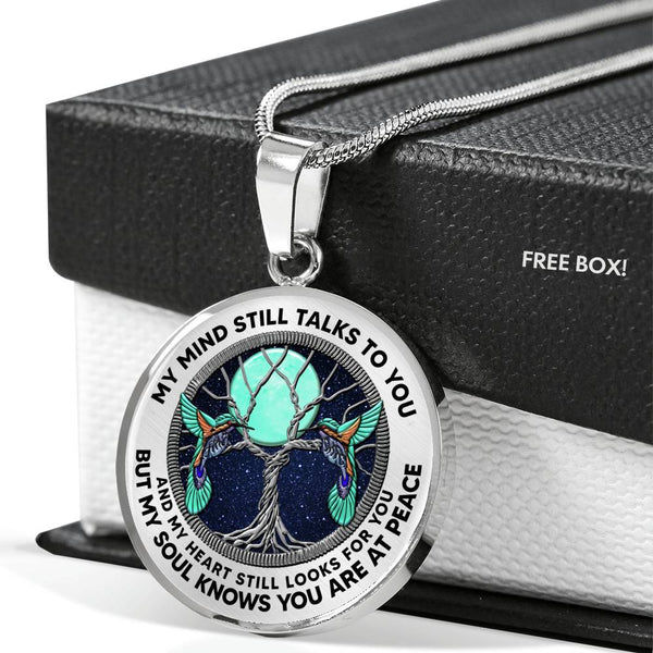 AG0608143 My Mind Still Talks To You Hummingbirds Silver Moon Tree Of Life And Galaxy Luxury Necklace with Back Engraving