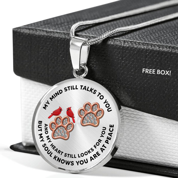 JL1507005 My Mind Red Cardinal Rose Gold Paw Luxury Necklace with Back Engraving