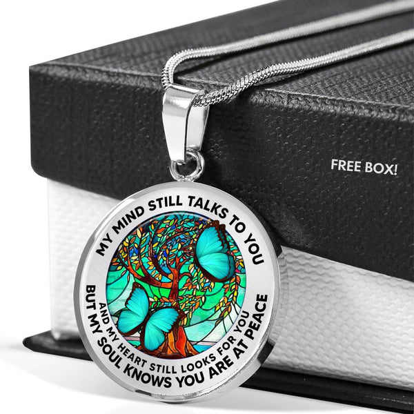 AG2208007 My Mind Still Talks To You Turquoise Butterflies Tree Of Life  Luxury Necklace with Back Engraving