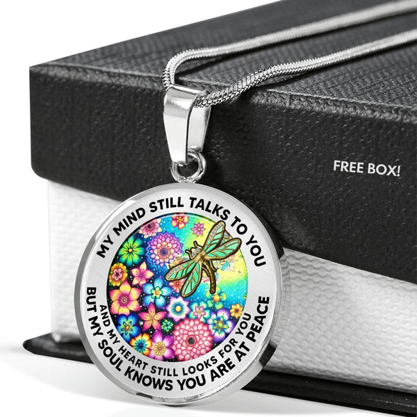 AG2408064 My Mind Still Talks To You Dragonflies Flower Luxury Necklace with Back Engraving