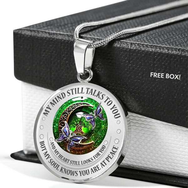 My Mind Still Talks To You Purple Butterflies Celtic Tree Of Life And Moon SP1909038 Luxury Necklace with Back Engraving