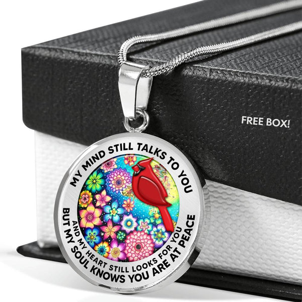 AG2408053 My Mind Still Talks To You Red Cardinals Flower Luxury Necklace with Back Engraving