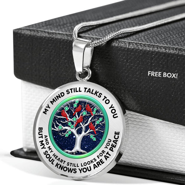 JL230706 My Mind Red Cardinals New Family Tree Of Life And Galaxy Luxury Necklace with Back Engraving