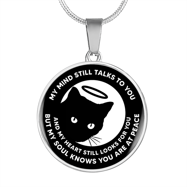My Mind Still Talks To You Black Cat Peeking CNLVBC0012 Memorial Necklace
