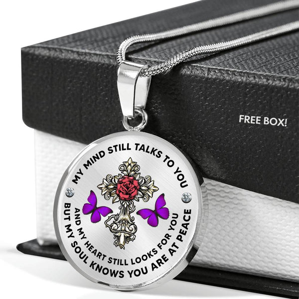 JL2107012 My Mind Still Talks To You  Purple Butterflies Rose Infinity Golden Luxury Necklace with Back Engraving