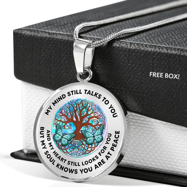 My Mind Still Talks To You Butterfly Blue Tree Of Life PT0010 Luxury Necklace with Back Engraving