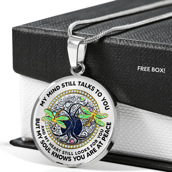 JL2207013 My Mind Golden Dragonflies Silver Tree Of Life With Birthstone Luxury Necklace with Back Engraving