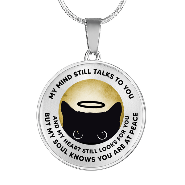 My Mind Still Talks To You Black Cat Angel CNLVBC0024 Memorial Necklace