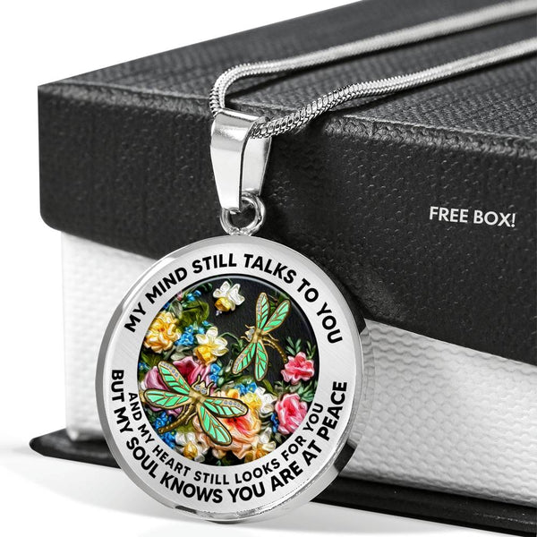 AG2908081 My Mind Still Talks To You Dragonflies Flower Luxury Necklace with Back Engraving