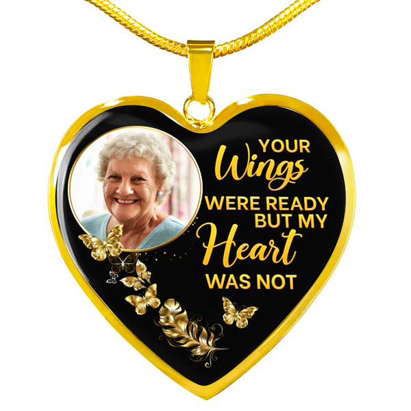 Butterfly Your Wings Were Ready HNLVBC0025 Personalized Memorial Heart Pendant Necklace